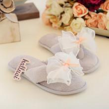 Shein Contrast Mesh Bow Toe Post Slippers