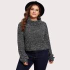 Shein Plus Rolled Neck Marled Knit Sweater