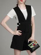 Shein Black T-shirt Top With Shorts