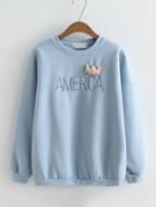Shein Crown Detail Drop Shoulder Sweatshirt