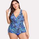 Shein Plus Cross Back Tie Side Tankini Set