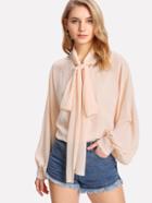 Shein Tie Neck Chiffon Blouse With Inner Cami