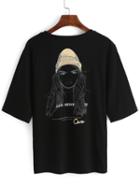 Shein Litter Girl Print Pocket T-shirt
