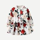 Shein Toddler Girls Floral Print Jacket With Skirt