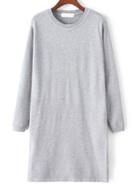 Shein Grey Round Neck Long Sleeve Sweater Dress