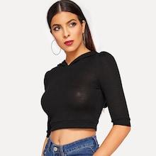 Shein Half Sleeve Crop Hoodie With Ear