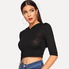 Shein Half Sleeve Crop Hoodie With Ear