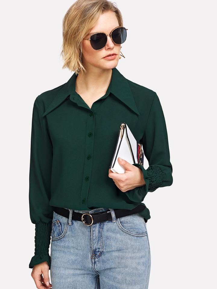 Shein Shirred Cuff Shirt
