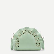 Shein Criss Cross Detail Ruffle Trim Pu Bag