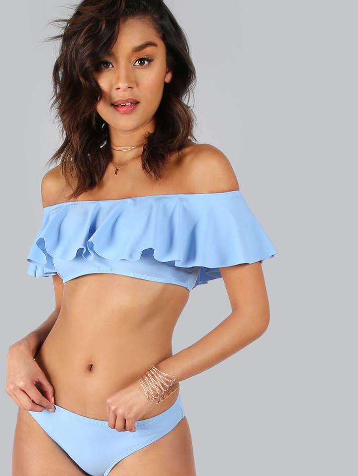 Shein Flounce Bardot Bikini Set
