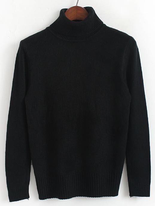 Shein Black Turtleneck Long Sleeve Slim Sweater