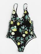 Shein Ladder Cutout Side  Allover Print Swimsuit