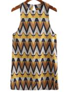 Shein Multicolor Cut Out Backless Geometric Print Tank Top