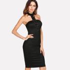 Shein Grommet Lace Up Form Fitting Halter Dress