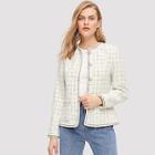 Shein Pocket Front Single Breasted Grid Tweed Coat