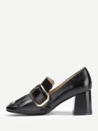 Shein Buckle Design Pu Block Heeled Shoes