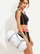 Shein White Rhinestone Peace Symbol Embellished Canvas Duffle Bag