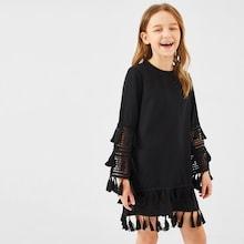 Shein Girls Tassel Detail Zip Back Dress