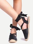 Shein Ribbon Lace Up Black Flats