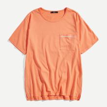 Shein Men Pocket Patched Round Neck Tee
