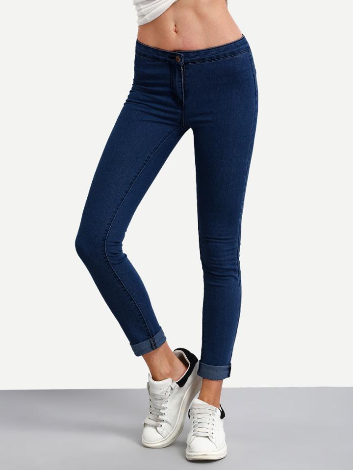 Shein Roll Hem Skinny Jeans