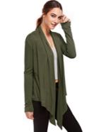 Shein Army Green Open Front Drape Cardigan Sweater