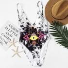 Shein Open Back Eye Print Swimsuit