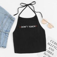 Shein Letter Print Halter Cami Top