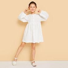 Shein Girls Button Up Solid Dress