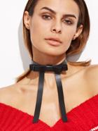 Shein Black Faux Leather Bow Tie Choker Necklace