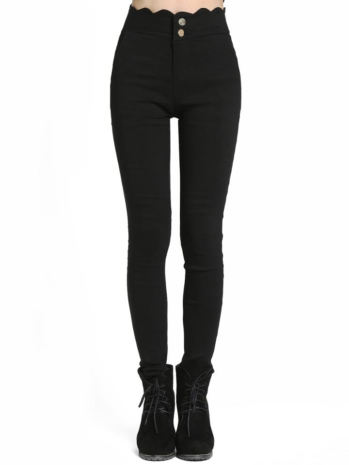 Shein Black Scalloped Skinny Pant