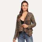 Shein Leopard Print Surplice Wrap Coat