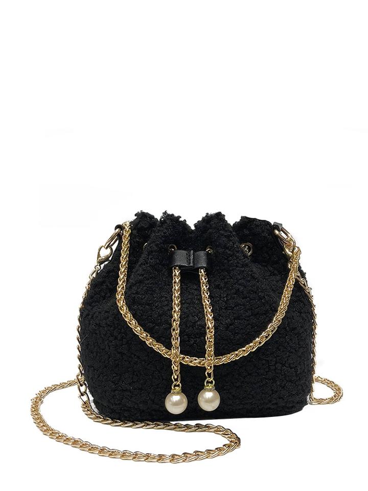 Shein Faux Pearl Decor Drawstring Bucket Bag