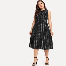 Shein Plus Polka Dot Bow Detail Dress