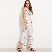 Shein Tie Strap Floral Print Jumpsuit