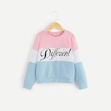 Shein Girls Cut-and-sew Letter Print Sweatshirt