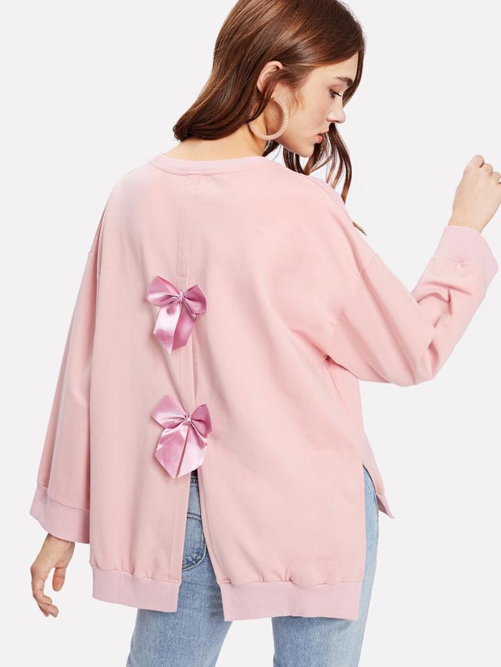 Shein Bow Back Split Detail Sweatshirt
