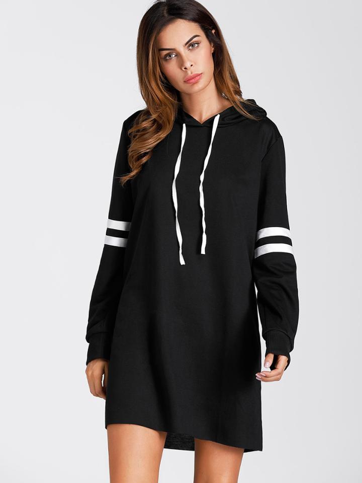 Shein Varsity Striped Hoodie Dress