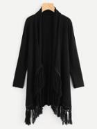 Shein Fringe Hem Open Front Coat