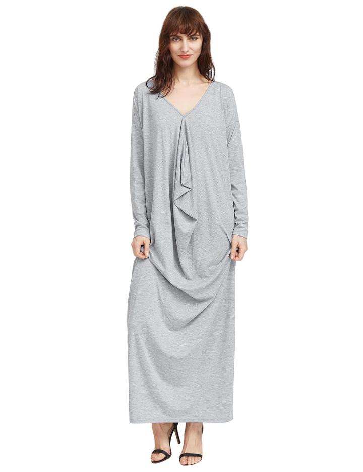 Shein Pale Grey Drop Shoulder Draped Cocoon Dress