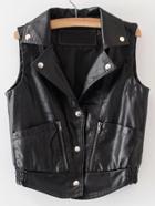 Shein Shirred Detail Pu Moto Vest