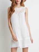 Shein White Sleeveless With Lace Dress