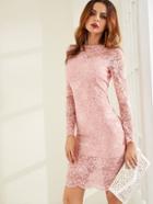 Shein Pink Floral Lace Overlay Pencil Dress