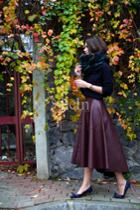 Shein Burgundy Pu Leather High Low Skirt