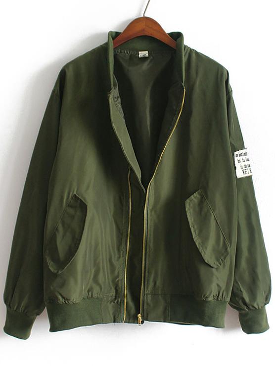 Shein Patch Detail Sleeve Bomber Jacket