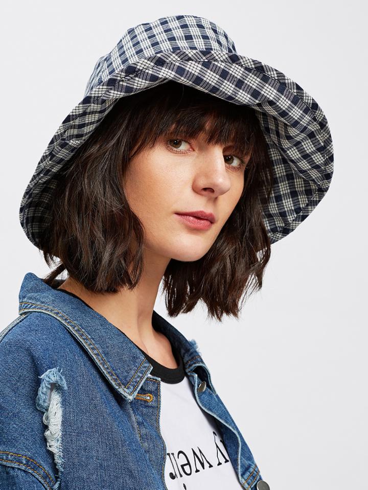 Shein Plaid Print Bucket Hat