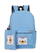 Shein Polka Dot Cat Print Backpack With Clutch Bag