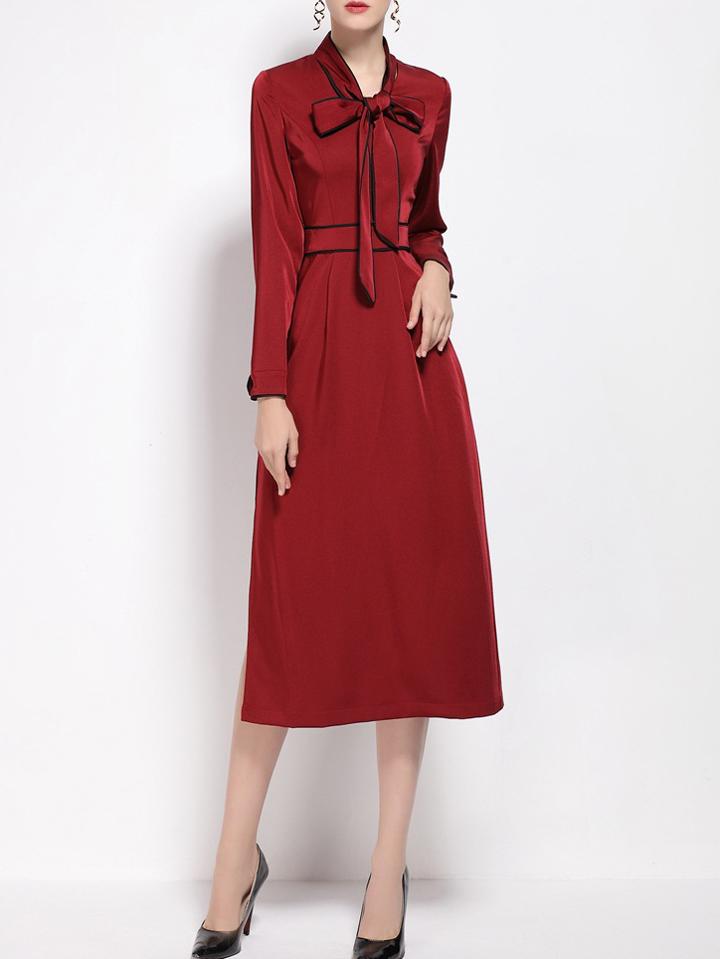 Shein Red Bowknot Split Shift Dress