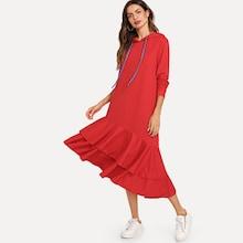 Shein Layered Asymmetrical Ruffle Hem Hoodie Dress