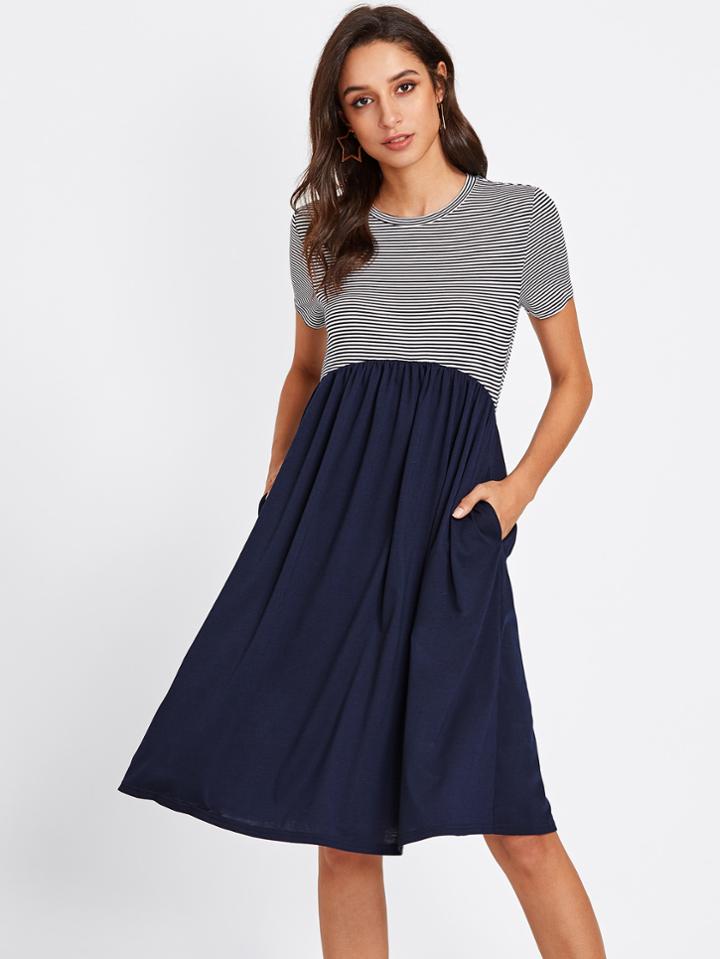 Shein Striped Combo Tee Dress